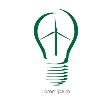 Concept wind turbine  in light bulb symbol of renewable energy Stock Illustration
