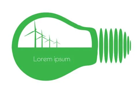 Concept wind turbine in light bulb symbol of renewable energy Stock Illustration