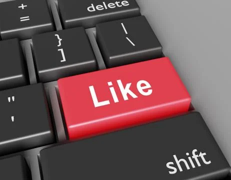 Like concept. Word Like on button of computer keyboard 스톡 일러스트
