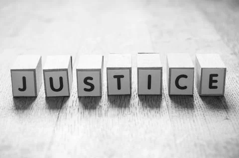 Concept word on cube - Justice Foto stock