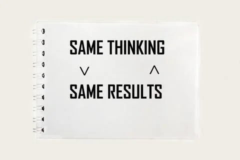Concept word Same thinking, same results on notepad and white background. Cop Stock Photos