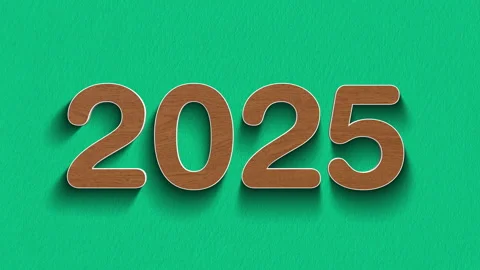 Concept words 2025 stop motion with wooden text reveal animation Stock Footage 303688162