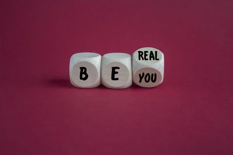 Concept words Be real, be you on wooden cubes against Stock Photos