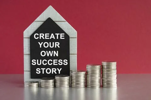 Concept words Create your own success story on a black board. Stock Photos