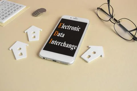 Concept words Electronic Data Interchange on the mobile phone screen. Stock Photos