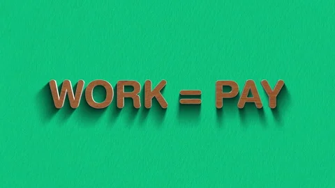 Concept words equal pay and work stop motion and wooden text reveal animation Stock Footage 303688613