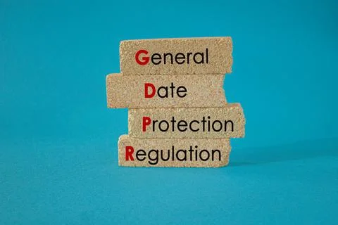 Concept words GDPR, General Data Protection Regulation on brick blocks. Stock-Fotos