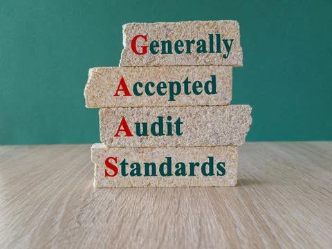 Concept words Generally Accepted Audit Standards on brick blocks. Stock Photos