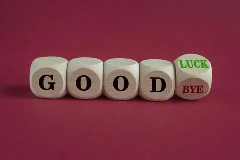 Concept words Good luck or Goodbye on wooden cubes. Stock Photos