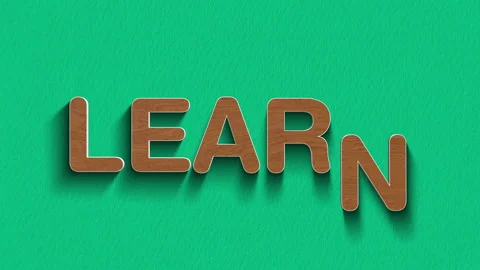 Concept words learn stop motion and wooden text reveal animation Stock Footage 303688742