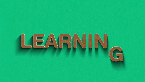 Concept words learning stop motion and wooden text reveal animation Stock Footage 303688850