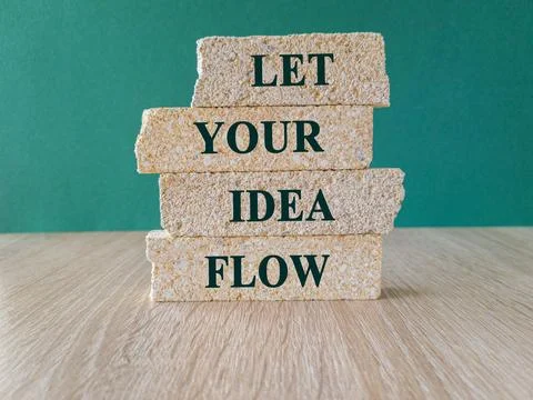Concept words. Let your idea flow written on brick blocks. Stock Photos