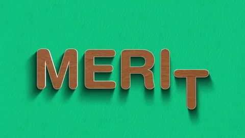 Concept words merit stop motion and wooden text reveal animation Stock Footage 303689096