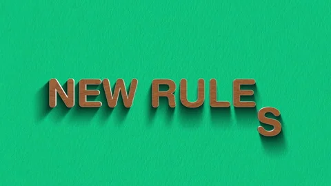 Concept words new rules stop motion and wooden text reveal animation Stock Footage 303689374
