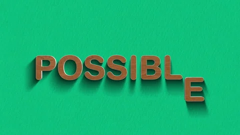 Concept words possible stop motion and wooden text reveal animation Stock Footage 303689837