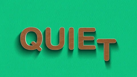 Concept words quiet stop motion and wooden text reveal animation Stock Footage 303689929