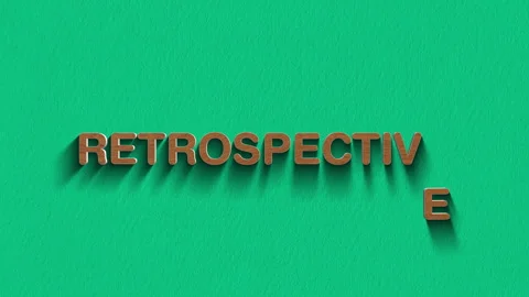 Concept words retrospective stop motion and wooden text reveal animation Stock Footage 303690034