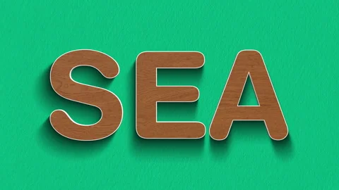 Concept words sea stop motion and wooden text reveal animation Stock Footage 303690104