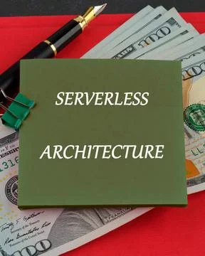 Concept words SERVERLESS ARCHITECTURE written on a sticker on the background  Stock Photos