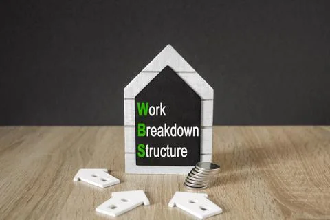 Concept words Work Breakdown Structure on black blackboard. Stock Photos