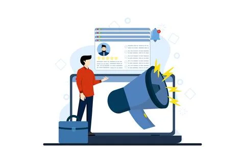 Concept of work alerts with small people. Recruitment specialist. Stock-Illustration