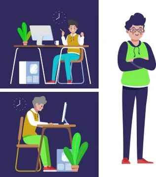 Concept of work form home character vector illustration Design Stock Illustration