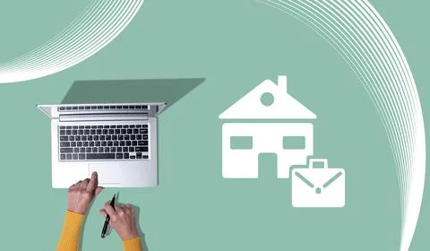 Concept of work from home Stock Photos