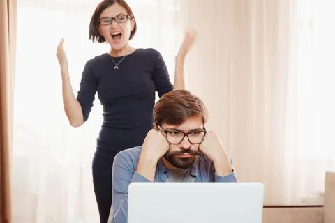Concept of work from home, remote learning and online marketing 스톡 사진