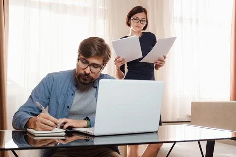 Concept of work from home, remote learning and online marketing 스톡 사진