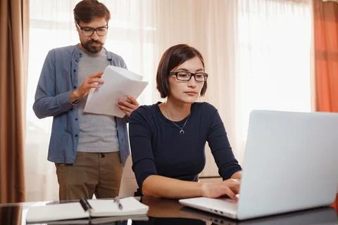 Concept of work from home, remote learning and online marketing 스톡 사진