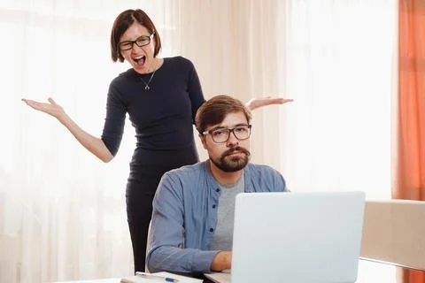 Concept of work from home, remote learning and online marketing 스톡 사진
