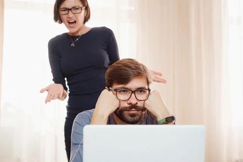 Concept of work from home, remote learning and online marketing 写真素材