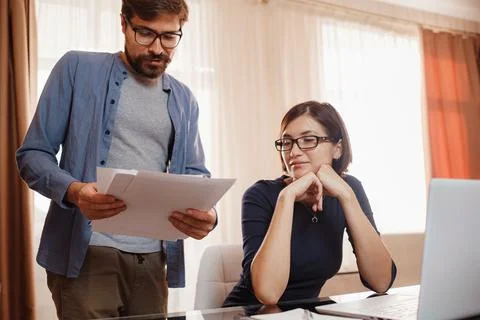 Concept of work from home, remote learning and online marketing Foto stock
