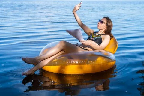 The concept of work on vacation. Stock Photos