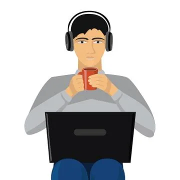 The concept of working remotely. Freelance. Vector illustration. Stock Illustration