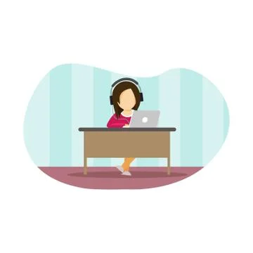 The concept of working remotely. Freelance. Vector illustration. Stock Illustration