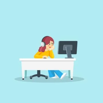 The concept of working remotely. Freelance. Vector illustration. Stock Illustration