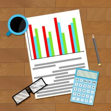 Concept workplace with infographic Stock Illustration