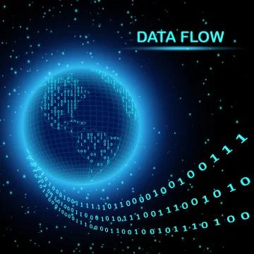 Concept world map from binary code. Abstract planet earth, futuristic background Stock Illustration