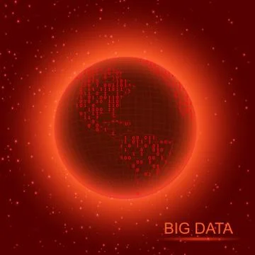 Concept world map from binary code. Abstract planet earth, futuristic background Stock Illustration