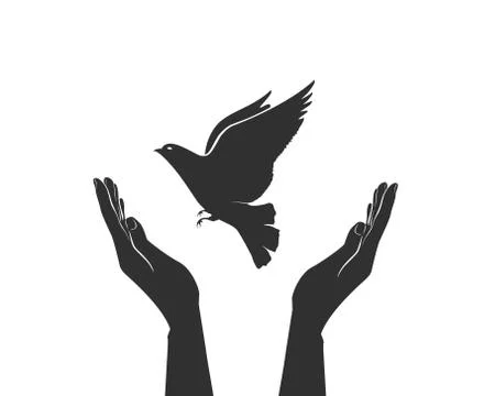 Concept of world without war hands and dove Stock Illustration