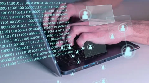 The concept of writing code on a laptop to analyze data and diagrams for the Stock Footage 166532079