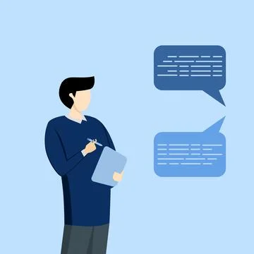 Concept of writing important information, Taking notes or minutes of meeting. Stock Illustration