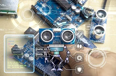 The concept of writing a set of instructions or a computer program in the f.. Stock Photos