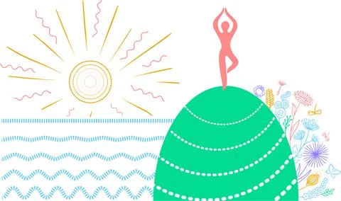Concept yoga on the sea Stock Illustration