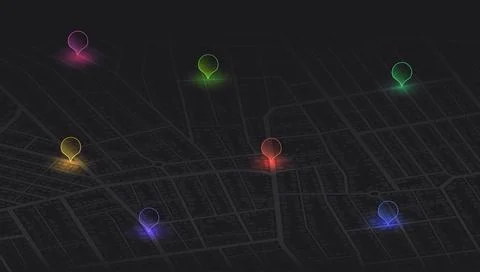 Concept of your location on map. Navigation to poi. Simple scheme of isometric Stock Illustration