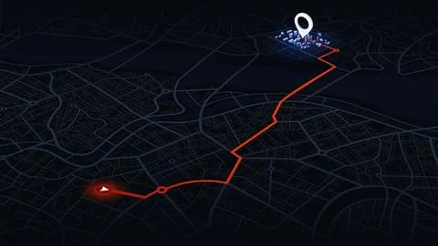 Concept of your location on map. Navigation to poi. Simple scheme of isometric Stock Illustration