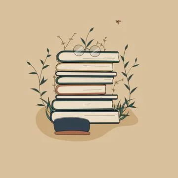 Concept:book is source of knowledge.Glasses on stack of books and case Stock Illustration