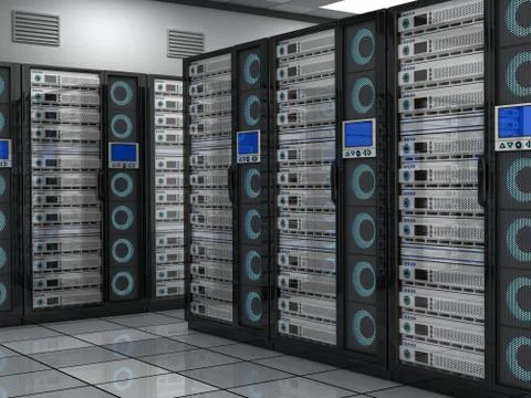 Conception big server-room  (done in 3d) 스톡 일러스트