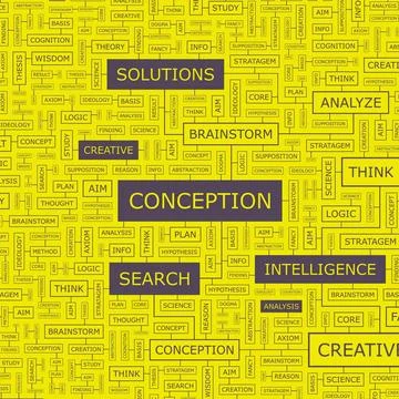 CONCEPTION CONCEPTION. Word cloud illustration. Tag cloud concept collage.... Stock Photos